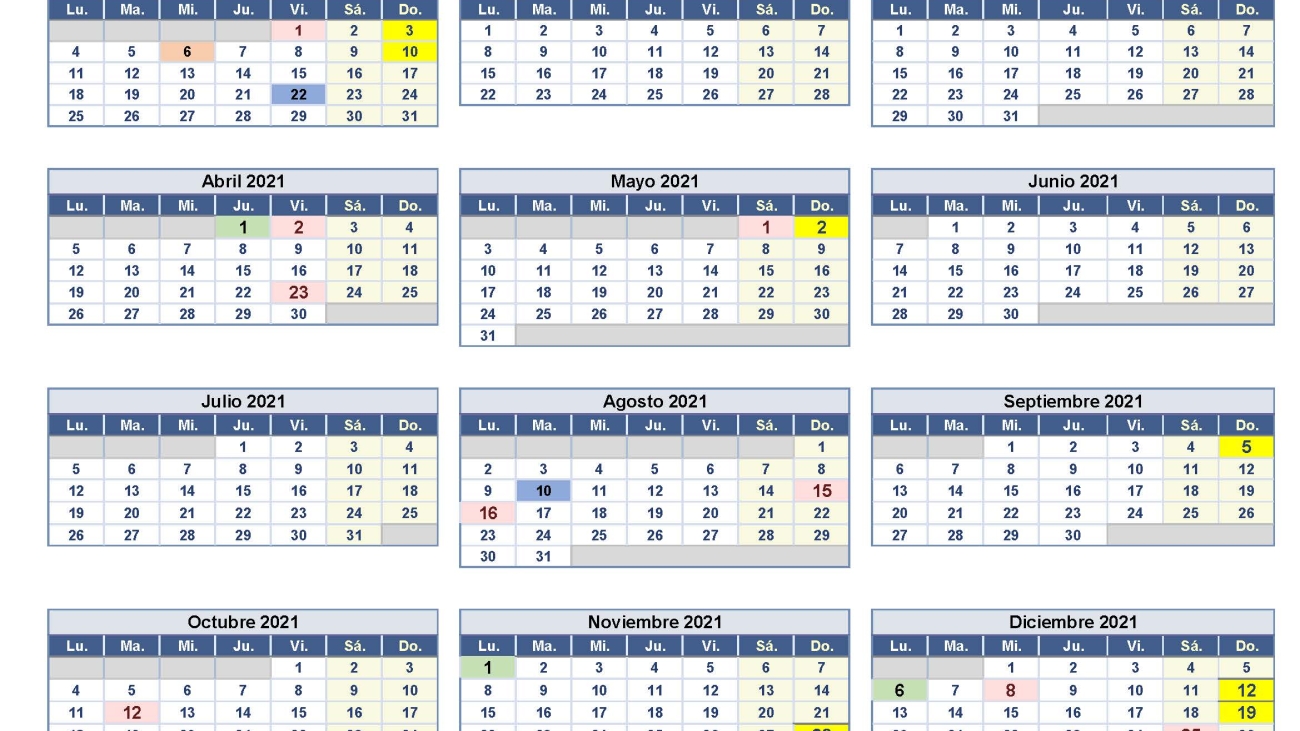 Calendario Festivos y Apertura festivos